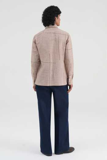 Dhruv Vaish Grid Print Cotton Linen Shirt