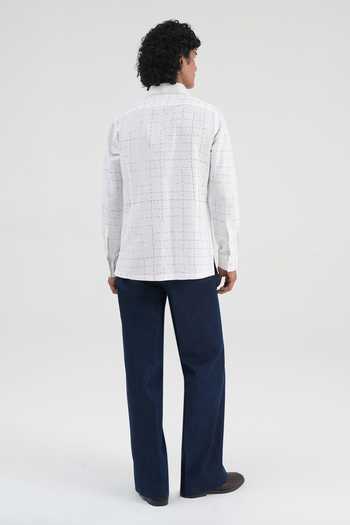 Dhruv Vaish Grid Print Cotton Linen Shirt