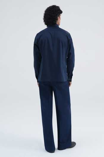 Dhruv Vaish Panelled Embroidered Cotton Satin Shirt