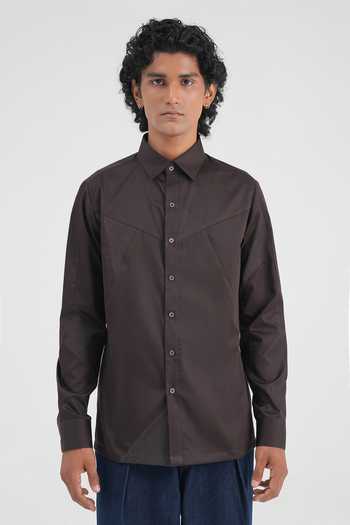 Dhruv Vaish Panelled Embroidered Cotton Satin Shirt