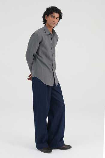 Buy Dhruv Vaish Grey Linen, Handloom Cotton Contrast Stitch Shirt Online at Aza Fashions Buy_Dhruv Vaish_Grey Linen, Handloom Cotton Contrast Stitch Shirt _Online_at_Aza_Fashions
