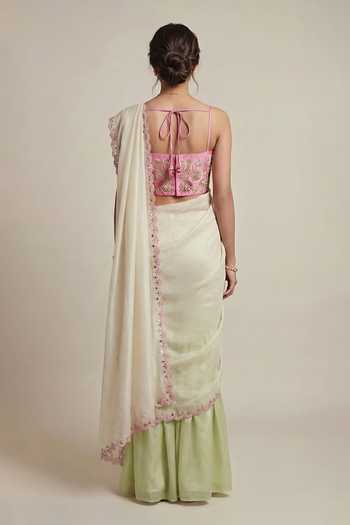 Ellemora Fashions Blush & Basil Palazzo Saree With Blouse 
