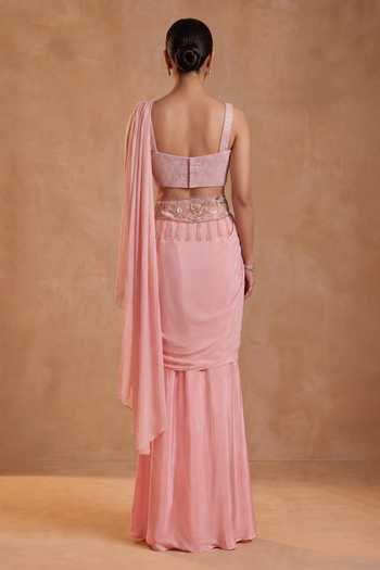 Ellemora Fashions Rose Couture Pre-Draped Saree With Blouse 