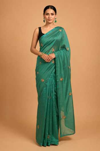 Ellemora Fashions Emerald Bloom Saree With Blouse 