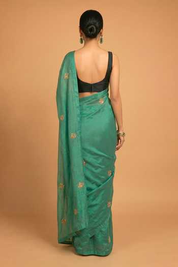 Ellemora Fashions Emerald Bloom Saree With Blouse 
