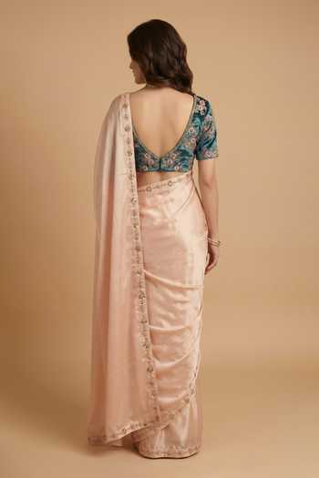 Ellemora Fashions Peach Bloom Saree With Blouse 