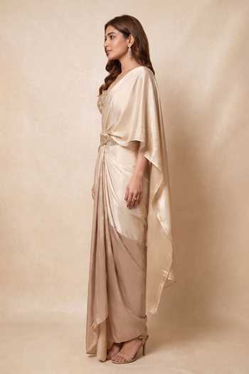 Buy Ellemora Fashions Ivory Tissue Sweetheart Neck Gilded Draped Skirt Saree Set Online at Aza Fashions Buy_Ellemora Fashions_Ivory Tissue Sweetheart Neck Gilded Draped Skirt Saree Set _Online_at_Aza_Fashions