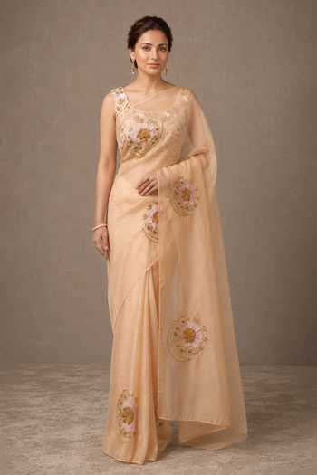 Ellemora Fashions Peach Radiance Saree With Blouse 