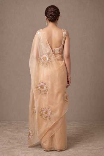 Ellemora Fashions Peach Radiance Saree With Blouse 