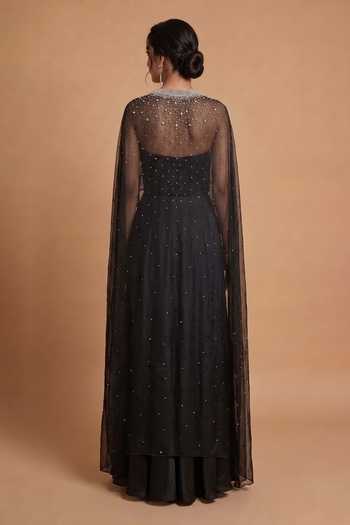 Ellemora Fashions Strapless Dress With Embellished Cape 