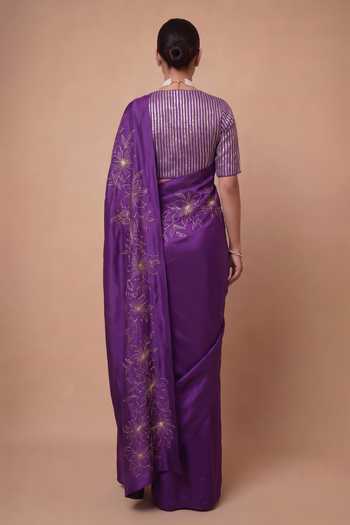 Ellemora Fashions Purple Petal Luxe Saree With Blouse 
