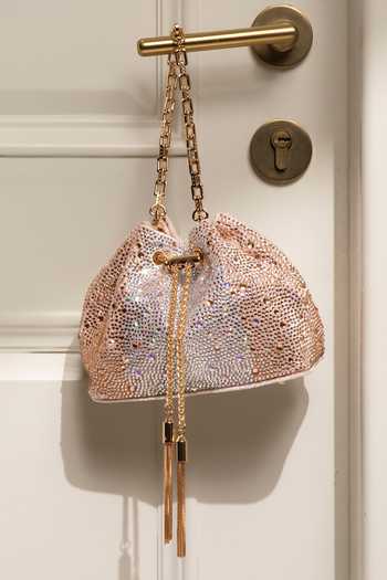 House Of Bio Quinn Peach Velvet Midi Bag 