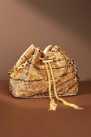 Buy House Of Bio Gold Aura Dark Midi Bucket Bag Online at Aza Fashions Buy_House Of Bio_Gold Aura Dark Midi Bucket Bag _Online_at_Aza_Fashions