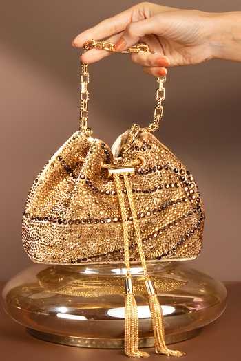 House Of Bio Aura Dark Gold Midi Bucket Bag 