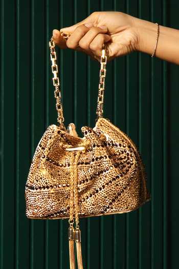 House Of Bio Aura Dark Gold Midi Bucket Bag 