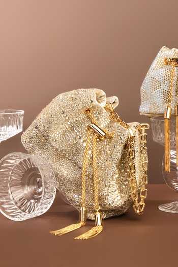 House Of Bio Green Aura Gold Midi Bucket Bag Online at Aza Fashions House Of Bio_Green Aura Gold Midi Bucket Bag _Online_at_Aza_Fashions