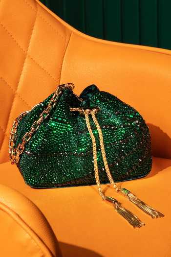 House Of Bio Green Aura Midi Bucket Bag Online at Aza Fashions House Of Bio_Green Aura Midi Bucket Bag _Online_at_Aza_Fashions
