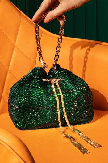 House Of Bio Aura Green Midi Bucket Bag 