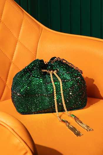 House Of Bio Aura Green Midi Bucket Bag 