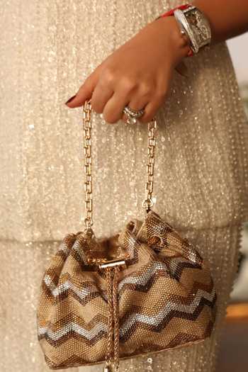 House Of Bio_Gold Blair Dark Velvet Midi Bag _Online_at_Aza_Fashions