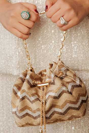 House Of Bio Blair Dark Gold Velvet Midi Bag 