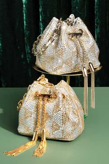 Shop House Of Bio Gold Regal Mini Bucket Bag Online at Aza Fashions Shop_House Of Bio_Gold Regal Mini Bucket Bag _Online_at_Aza_Fashions