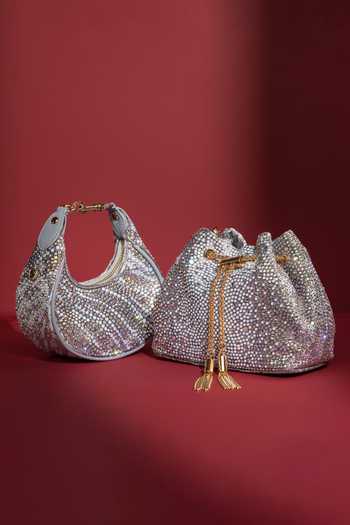House Of Bio Emily Silver Mini Moon Bag 