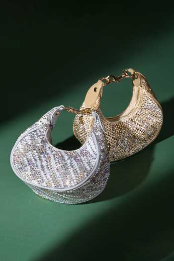 House Of Bio_Silver Emily Mini Moon Bag _Online_at_Aza_Fashions