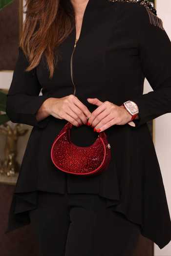House Of Bio Nora Red Mini Moon Bag 