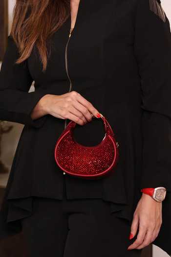 House Of Bio_Red Nora Mini Moon Bag _Online_at_Aza_Fashions