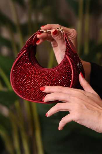 Buy_House Of Bio_Red Nora Mini Moon Bag _Online_at_Aza_Fashions
