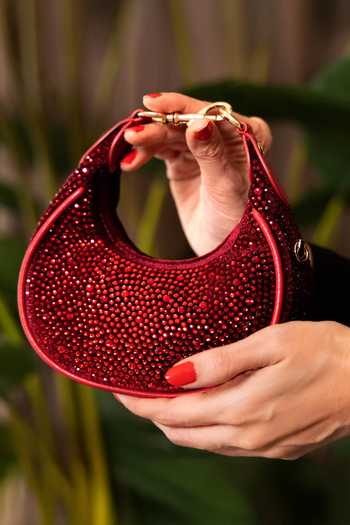 Shop_House Of Bio_Red Nora Mini Moon Bag _Online_at_Aza_Fashions