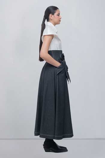 Shop Leh Studios Ivory Denim Collared Neck Donya Dress Online at Aza Fashions Shop_Leh Studios_Ivory Denim Collared Neck Donya Dress _Online_at_Aza_Fashions