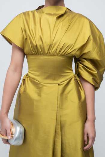 Shop Leh Studios Lime Viscose, Polyester Diana Dress Online at Aza Fashions Shop_Leh Studios_Lime Viscose, Polyester Diana Dress _Online_at_Aza_Fashions