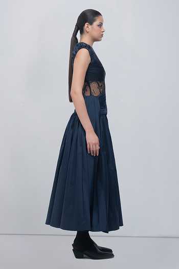 Buy Leh Studios Black Taffeta Round Neck Anais Draped Dress Online at Aza Fashions Buy_Leh Studios_Black Taffeta Round Neck Anais Draped Dress _Online_at_Aza_Fashions