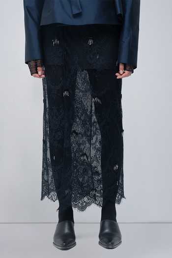 Leh Studios Black Viscose, Polyester Lizzy Lace Skirt at Aza Fashions Leh Studios_Black Viscose, Polyester Lizzy Lace Skirt _at_Aza_Fashions