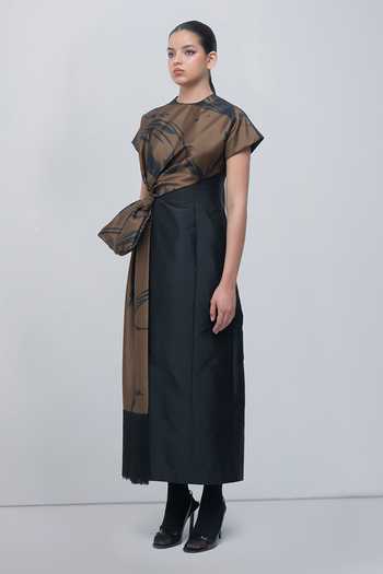 Leh Studios Black Viscose, Polyester High Neck Nadine Knot Dress Online at Aza Fashions Leh Studios_Black Viscose, Polyester High Neck Nadine Knot Dress _Online_at_Aza_Fashions