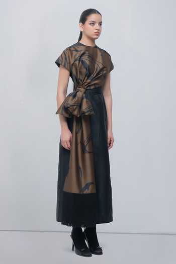 Buy Leh Studios Black Viscose, Polyester High Neck Nadine Knot Dress Online at Aza Fashions Buy_Leh Studios_Black Viscose, Polyester High Neck Nadine Knot Dress _Online_at_Aza_Fashions
