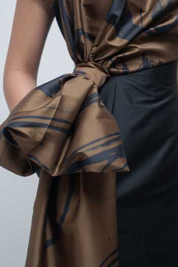 Shop Leh Studios Black Viscose, Polyester High Neck Nadine Knot Dress Online at Aza Fashions Shop_Leh Studios_Black Viscose, Polyester High Neck Nadine Knot Dress _Online_at_Aza_Fashions