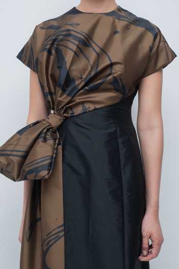 Leh Studios Black Viscose, Polyester High Neck Nadine Knot Dress at Aza Fashions Leh Studios_Black Viscose, Polyester High Neck Nadine Knot Dress _at_Aza_Fashions