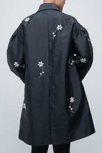Shop_Leh Studios_Black Viscose, Polyester Collared Neck Luna Jacket Dress _Online_at_Aza_Fashions