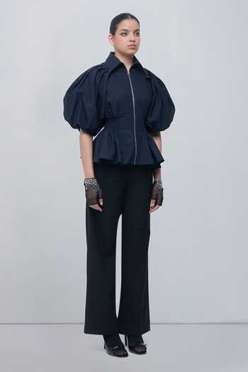 Buy Leh Studios Navy Cotton Collared Neck Poppy Top Online at Aza Fashions Buy_Leh Studios_Navy Cotton Collared Neck Poppy Top _Online_at_Aza_Fashions
