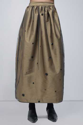 Leh Studios_Black Viscose, Polyester, Taffeta, Tulle Lacy Skirt _Online_at_Aza_Fashions