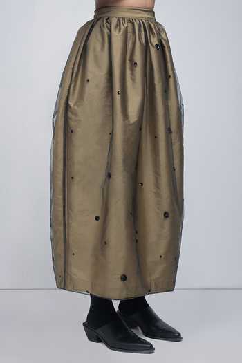Buy_Leh Studios_Black Viscose, Polyester, Taffeta, Tulle Lacy Skirt _Online_at_Aza_Fashions