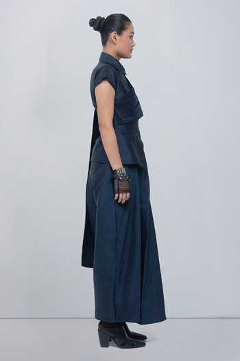 Buy Leh Studios Navy Viscose, Polyester Collared Neck Fiona Top Online at Aza Fashions Buy_Leh Studios_Navy Viscose, Polyester Collared Neck Fiona Top _Online_at_Aza_Fashions