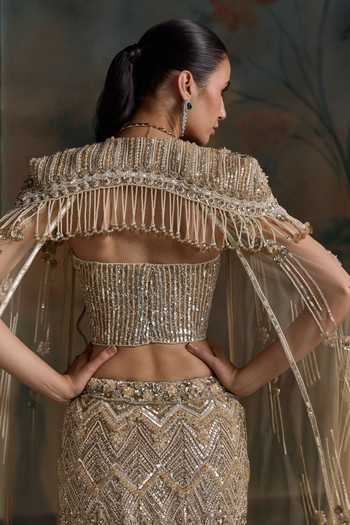 Opus Atelier Embellished Cape Lehenga Set 