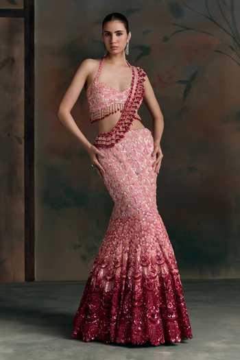 Opus Atelier Ombre Embroidered Fishcut Lehenga Set 