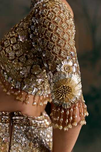 Buy Opus Atelier Multi Color Silk, Net Scoop Neck Embellished Lehenga Set Online at Aza Fashions Buy_Opus Atelier_Multi Color Silk, Net Scoop Neck Embellished Lehenga Set _Online_at_Aza_Fashions