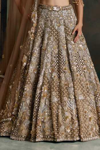 Opus Atelier Multi Color Silk, Net Scoop Neck Embellished Lehenga Set at Aza Fashions Opus Atelier_Multi Color Silk, Net Scoop Neck Embellished Lehenga Set _at_Aza_Fashions