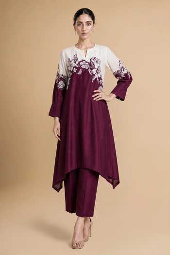 Origani Colorblock Embroidered Kurta & Pant Set 